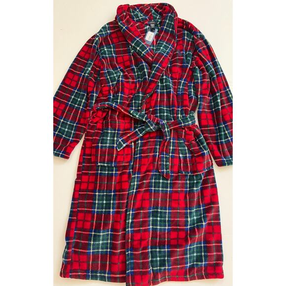 Polo Ralph Lauren Microfiber Plush Robe Red Tartan Plaid Men's L/XL NWT